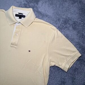 Tommy Hilfiger Men's Medium Yellow Short Sleeve Polo Shirt Preppy Casual